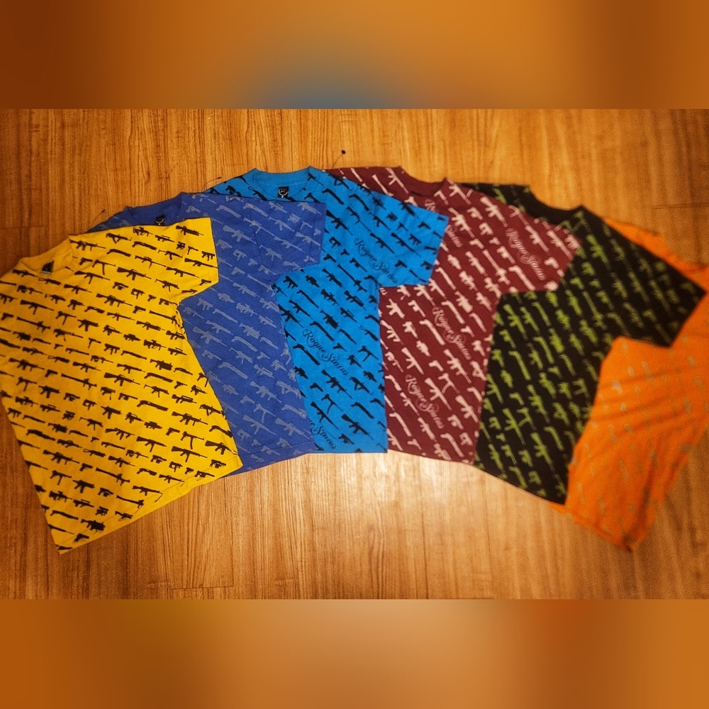 Lot of 6 Rogue Status All Over Print Gun Show Skate Shirts M Rob Dyrdek Vintage